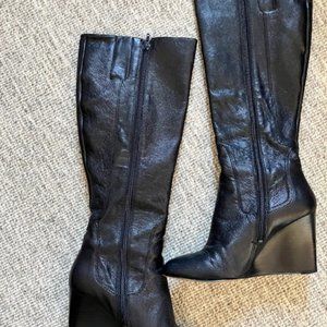 Black, Size 7.5 tall wedge boots